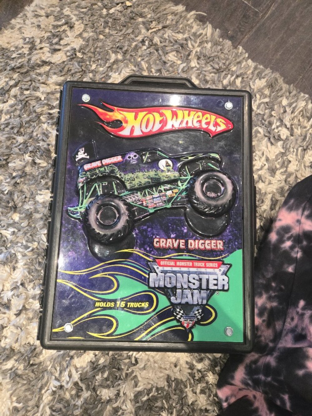 Hot Wheels Monster Jam Grave Digger Carrying Case | Holds 15 Trucks | Black